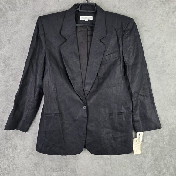 Womens Preston & York Black 100% Linen Blazer Jacket Single Button Size 14 - Picture 2 of 9